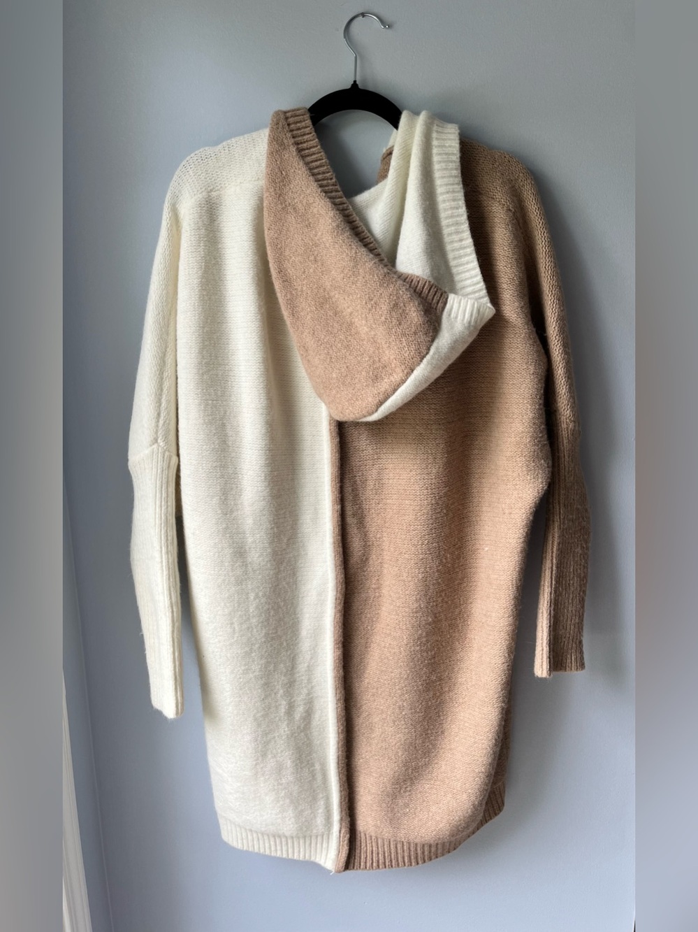 Astylish Camel Cream Colorblock Oversized Open Front Cardigan XXL